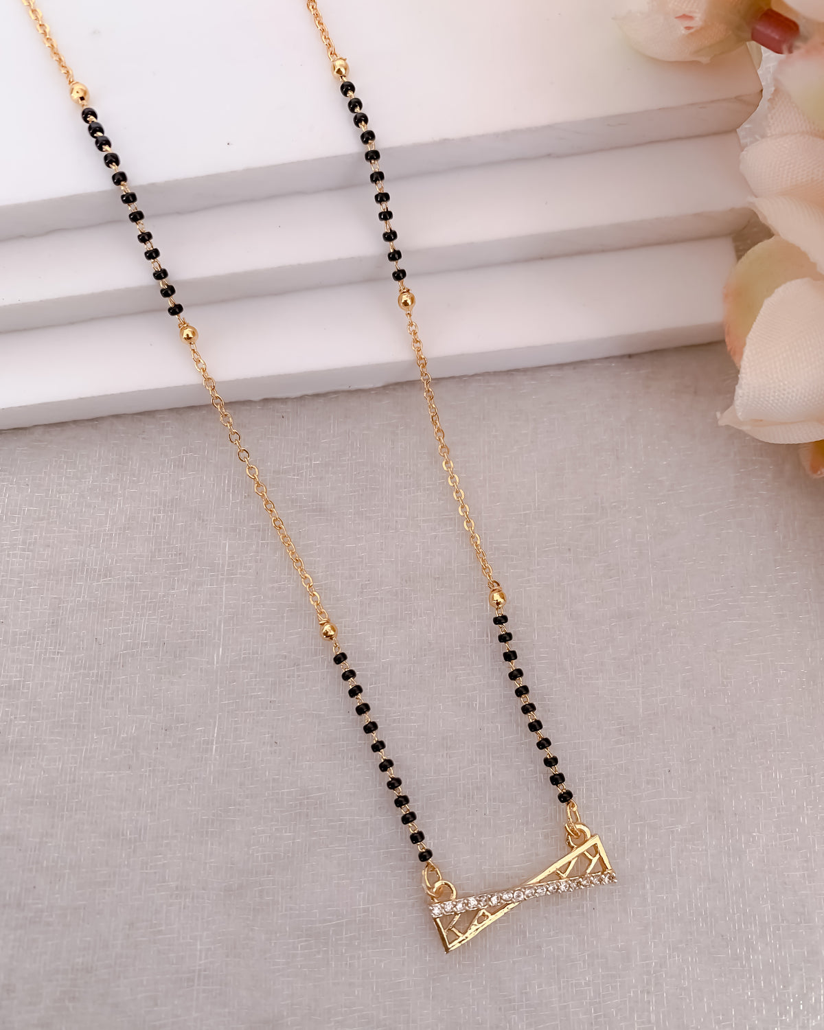 Buy 1 Get 1 Free  - American Diamond Gold Plated Delicate Mangalsutra - Mangalsutra - Belleza Jewels