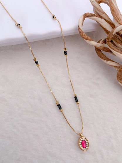 Buy 1 Get 1 Free - American Diamond Fancy Ruby Gold Plated Mangalsutra