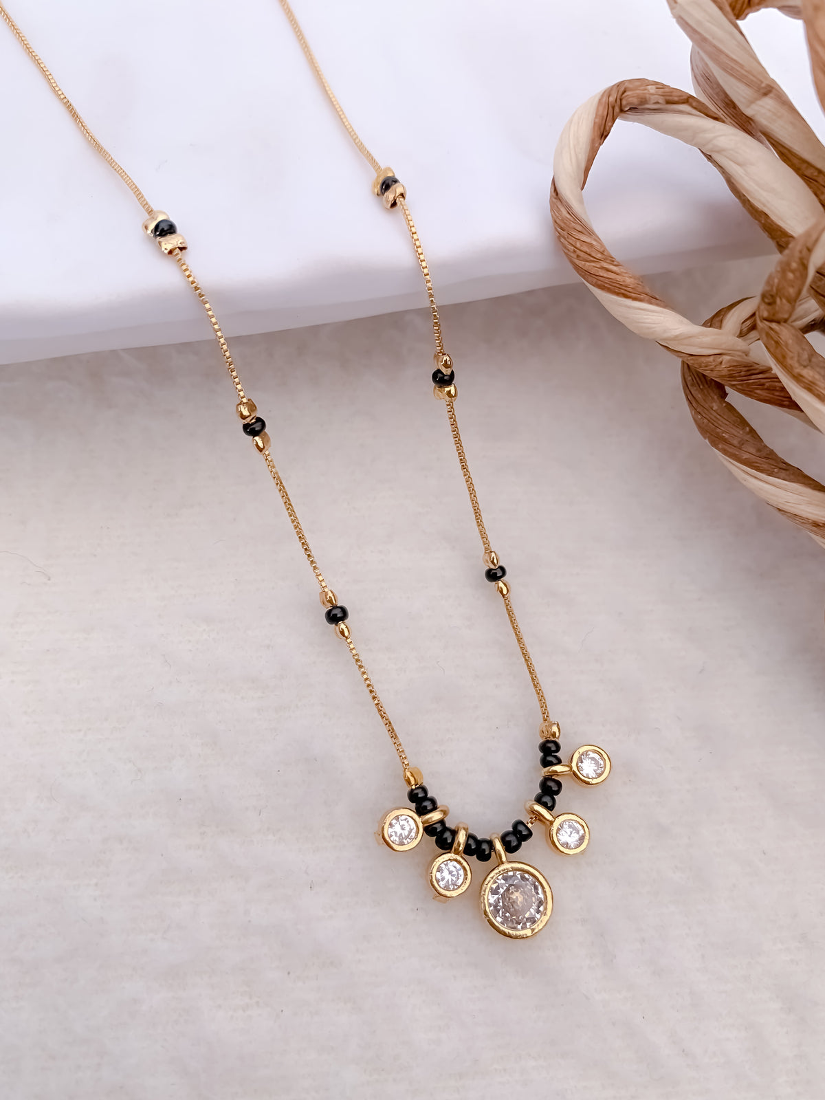 Buy 1 Get 1 Free - American Diamond Gold Plated Hanging Fancy Delicate Mangalsutra - Mangalsutra - Belleza Jewels
