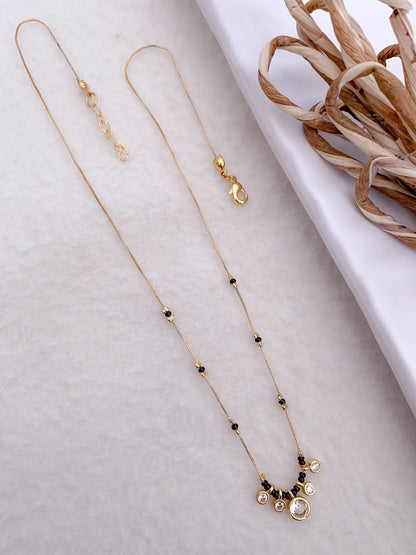 Buy 1 Get 1 Free - American Diamond Gold Plated Hanging Fancy Delicate Mangalsutra