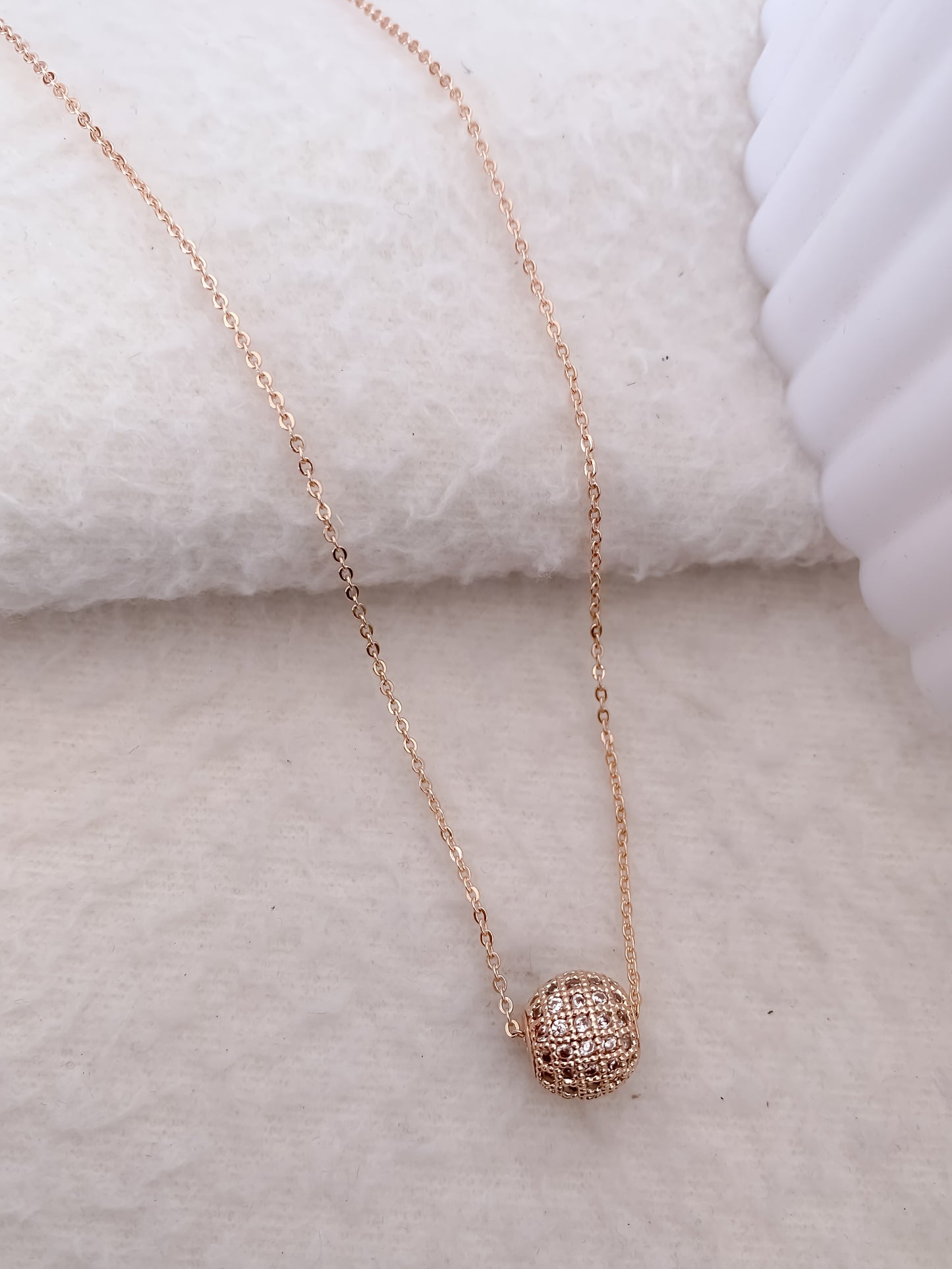 American DIamond Rose Gold Delicate Fancy Chain Pendant