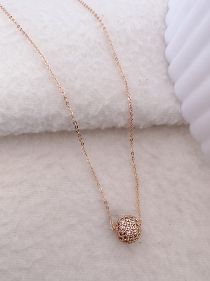 American DIamond Rose Gold Delicate Fancy Chain Pendant