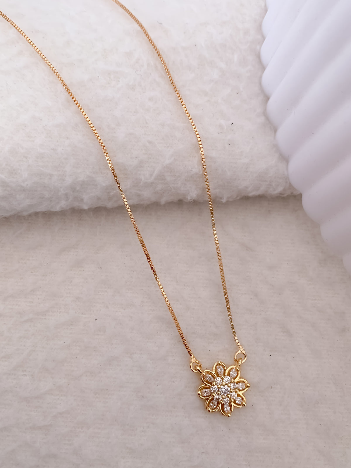 American Diamond Fancy High Gold Chain Pendant - Chain Pendant - Belleza Jewels