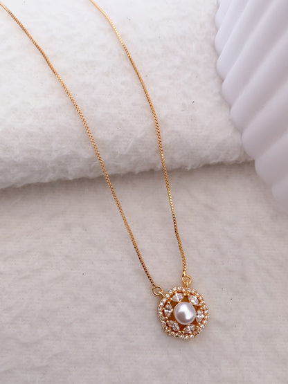 American Diamond Round Fancy High Gold Chain Pendant
