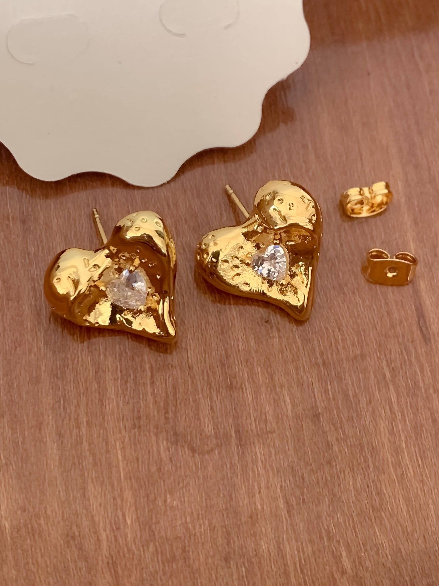 BUY 1 GET 1 FREE -American Diamond High Gold Fancy Heart Shape Delicate Earrings