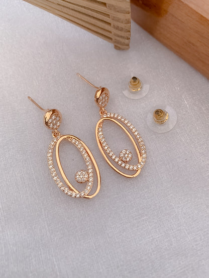 BUY 1 GET 1 FREE -American Diamond Rose Gold Fancy Bali Earrings