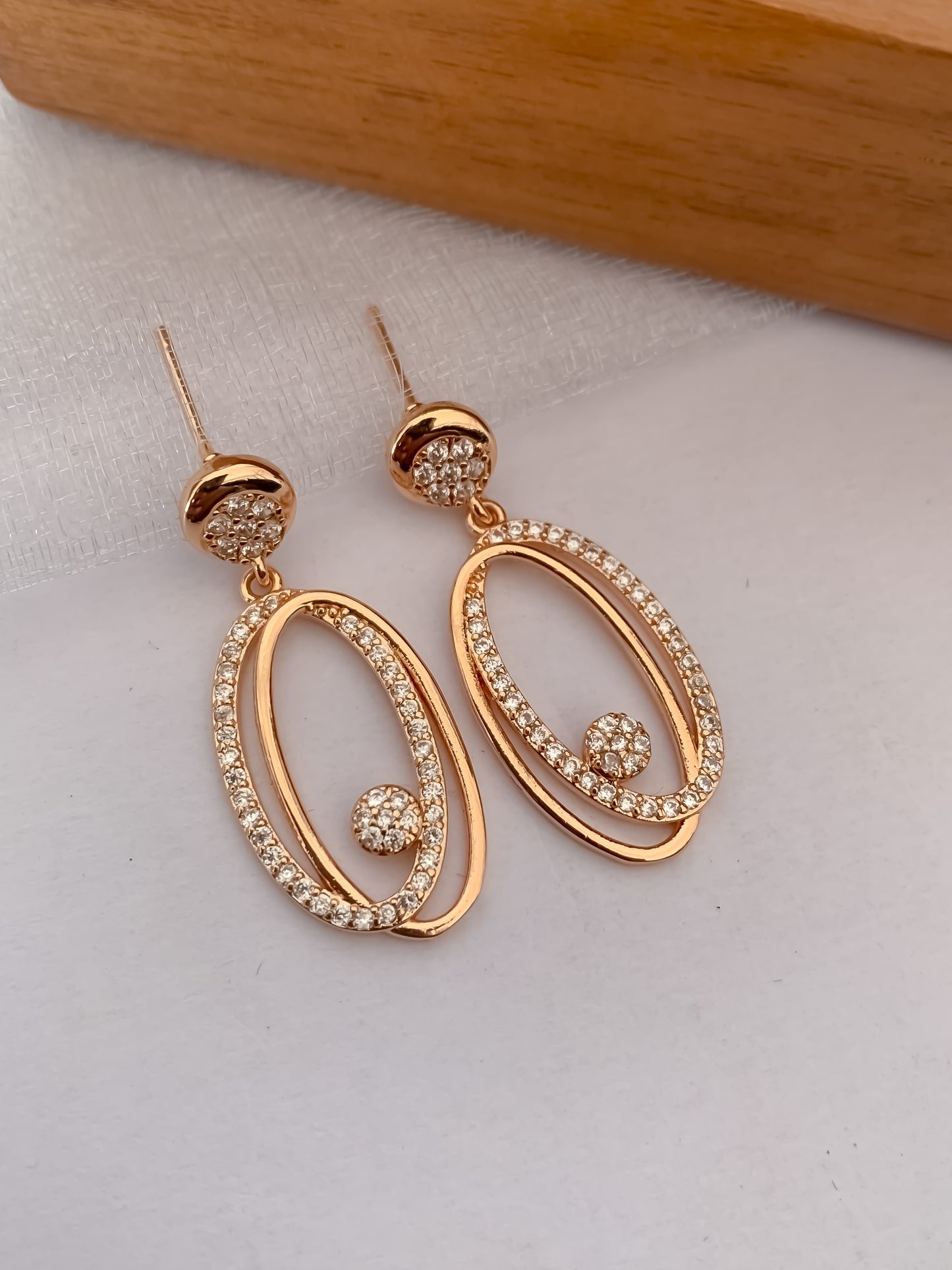 BUY 1 GET 1 FREE -American Diamond Rose Gold Fancy Bali Earrings