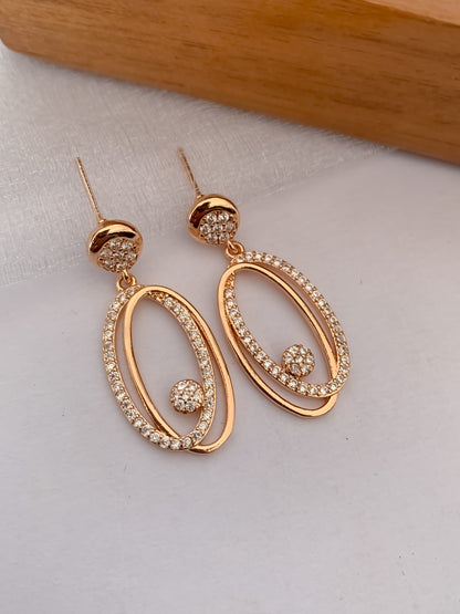 BUY 1 GET 1 FREE -American Diamond Rose Gold Fancy Bali Earrings