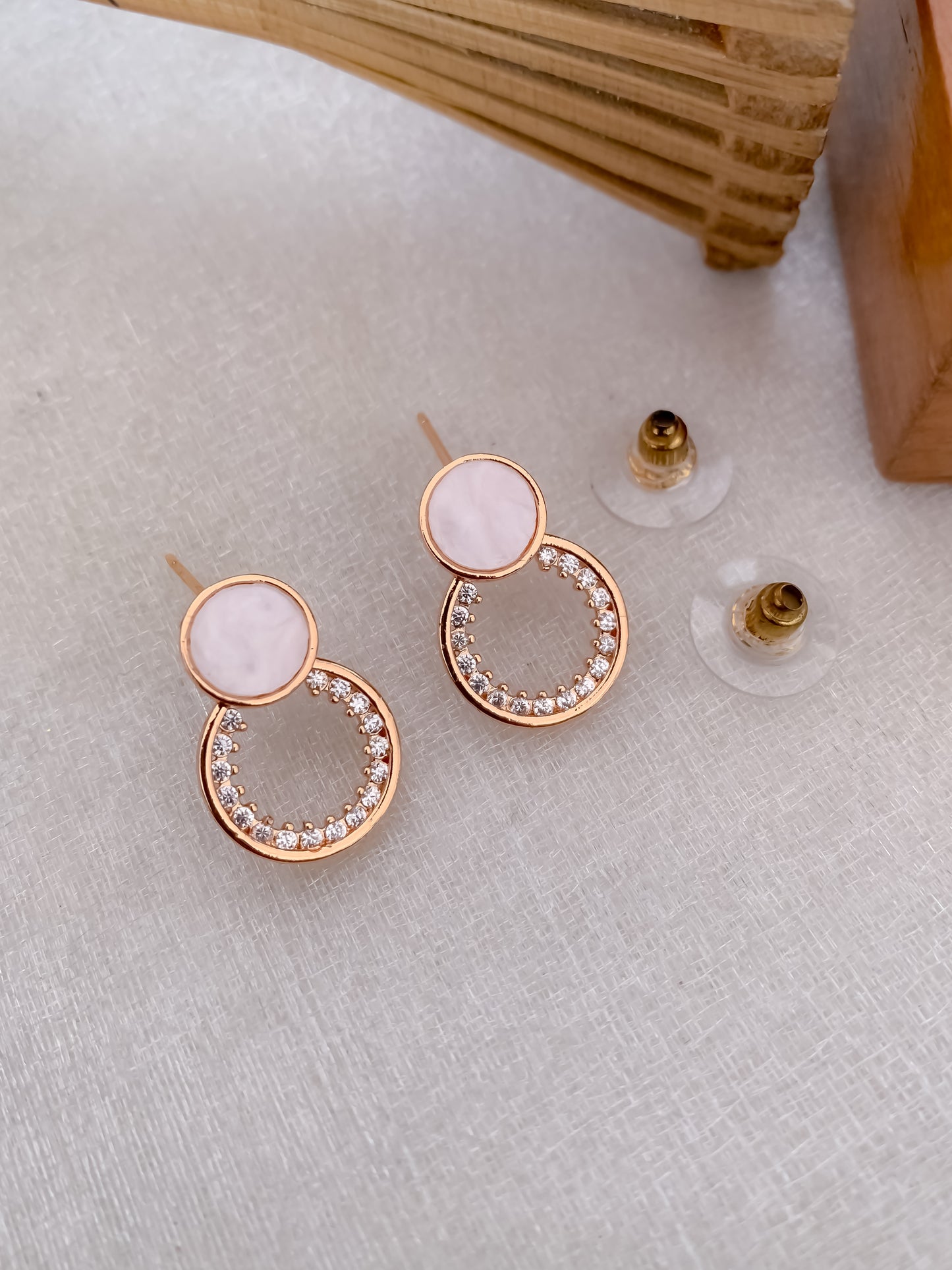 American Diamond rose gold round shape Earrings.