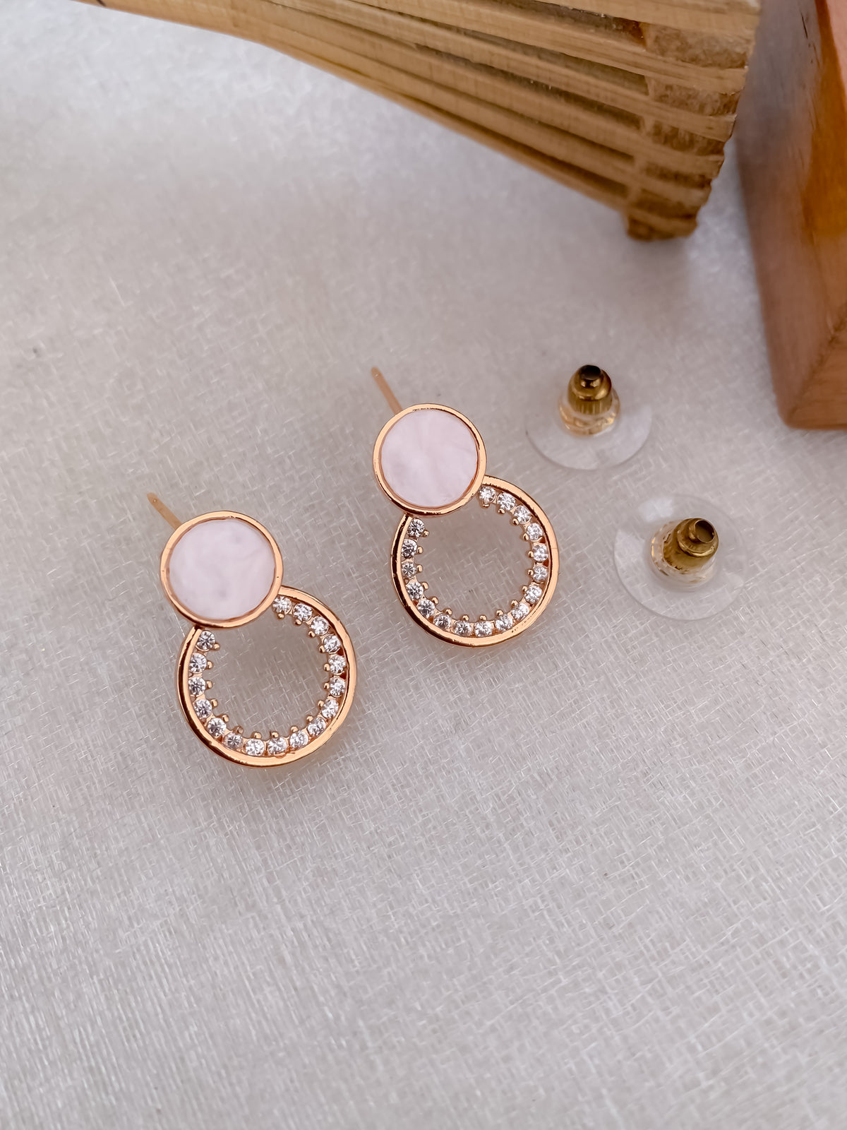 American Diamond rose gold round shape Earrings.