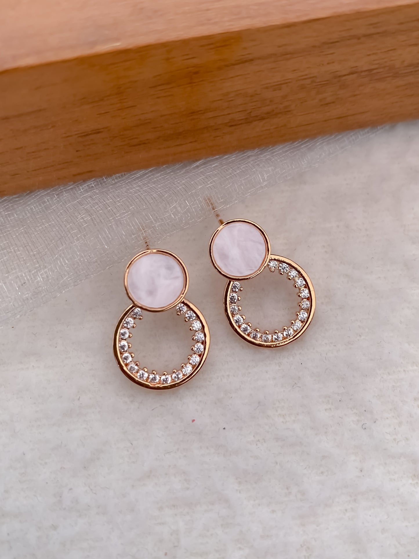 American Diamond rose gold round shape Earrings.