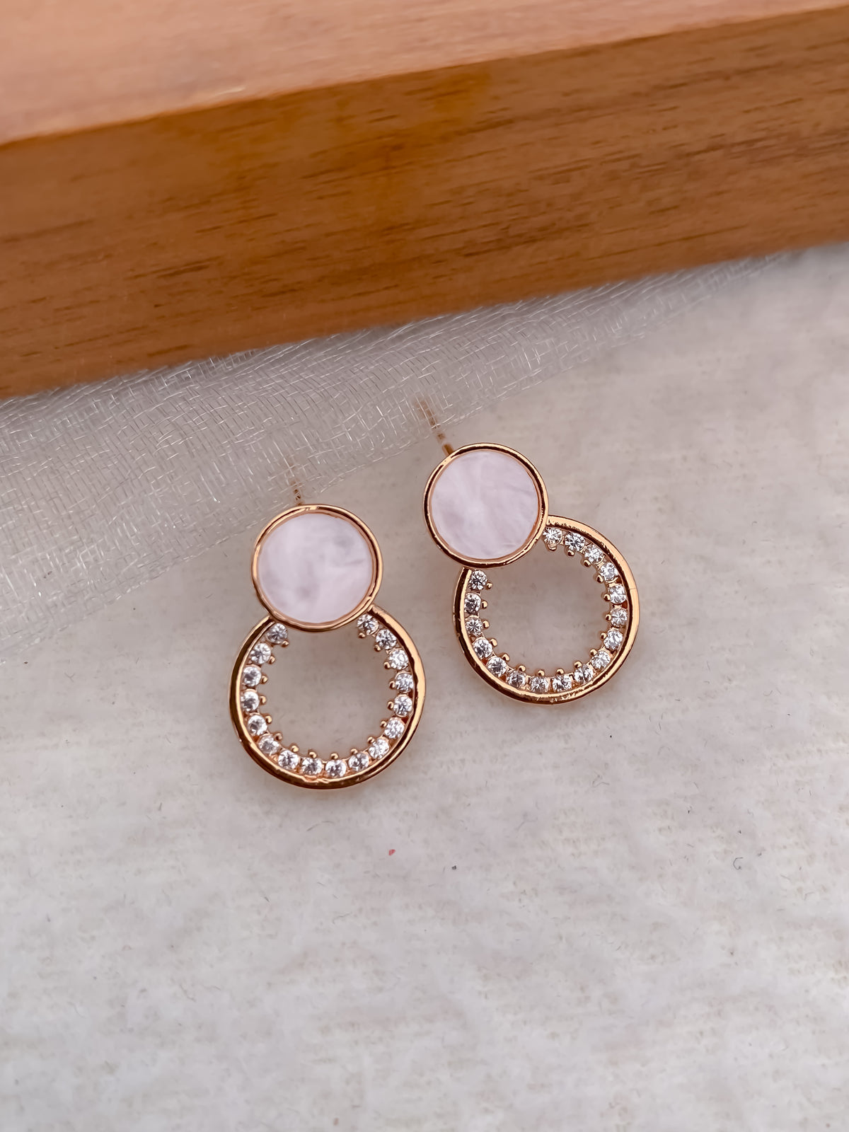 American Diamond rose gold round shape Earrings.