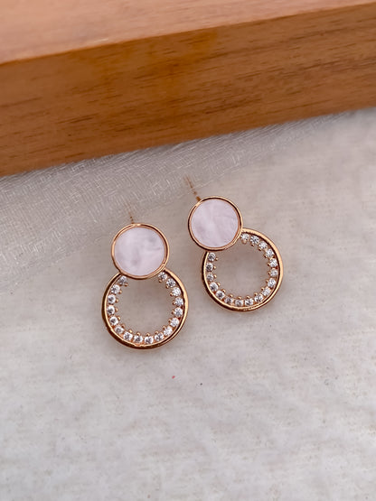 American Diamond rose gold round shape Earrings.