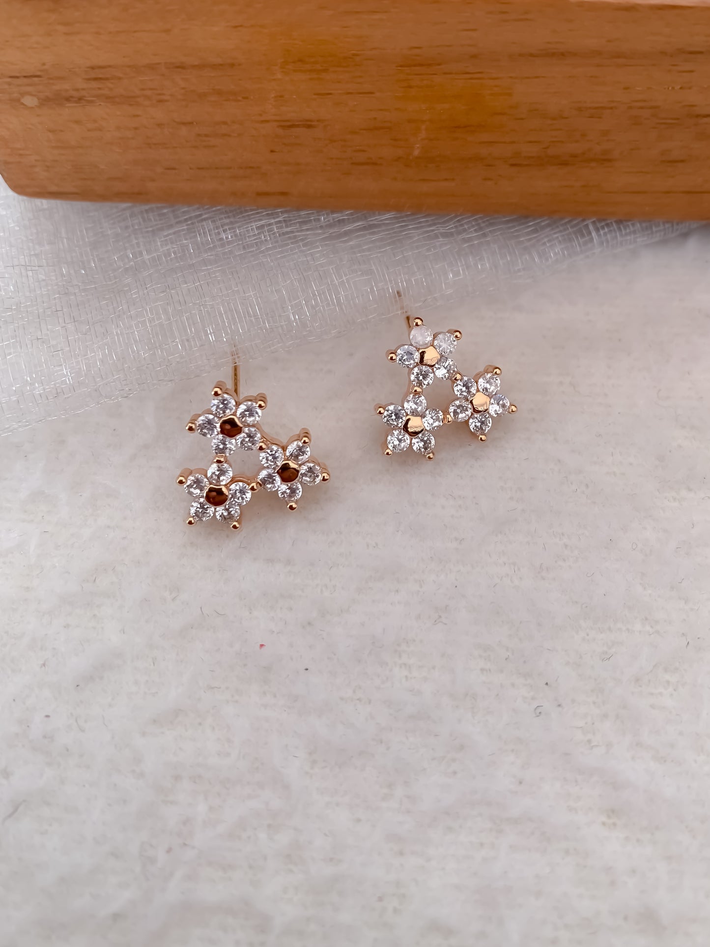 BUY 1 GET 1 FREE -American Diamond fancy rose gold Tringle Delicate Earrings.