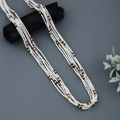 Multi Color 6 Line Fancy Western Mala Length 18 Inch - Western Mala Set - Belleza Jewels