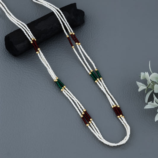 Crystal Multi Colour Fancy 3 Line Western Mala Length 18 Inch - Western Mala Set - Belleza Jewels