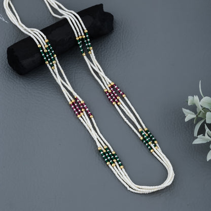 Multi Colour Fancy 4 Line Mala Length 18 Inch - Western Mala Set - Belleza Jewels