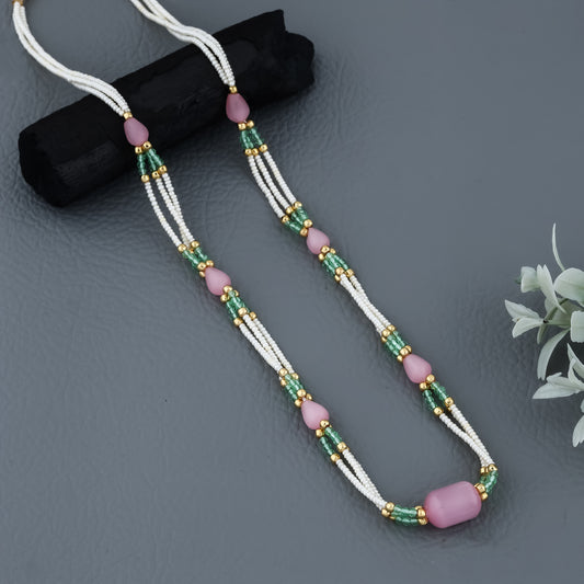 Crystal Multi Colour Fancy 3 Line Western Mala Length 18 Inch - Belleza Jewels