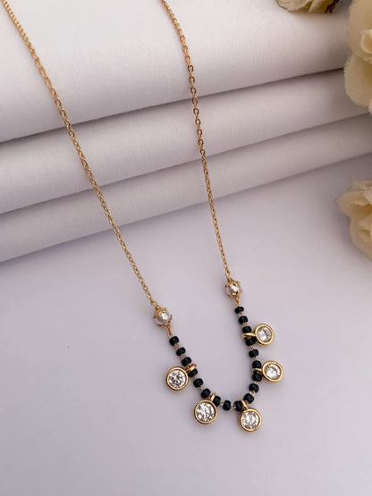 Buy 1 Get 1 Free - American Diamond  Gold Plated  Delicate Fancy Chain Mangalsutra