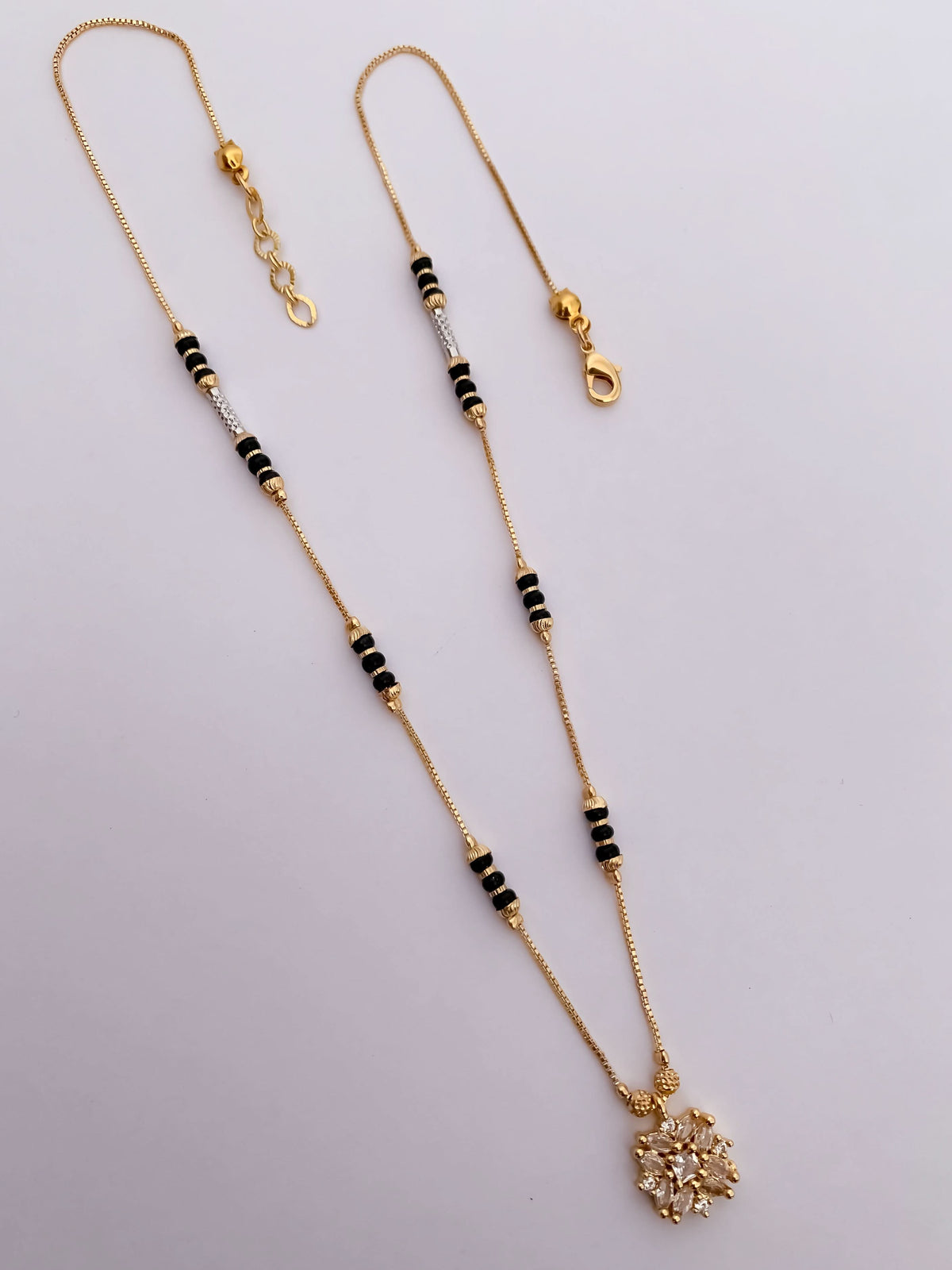 Buy 1 Get 1 Free -Gold Finish Floral CZ Pendant Mangalsutra - Mangalsutra - Belleza Jewels