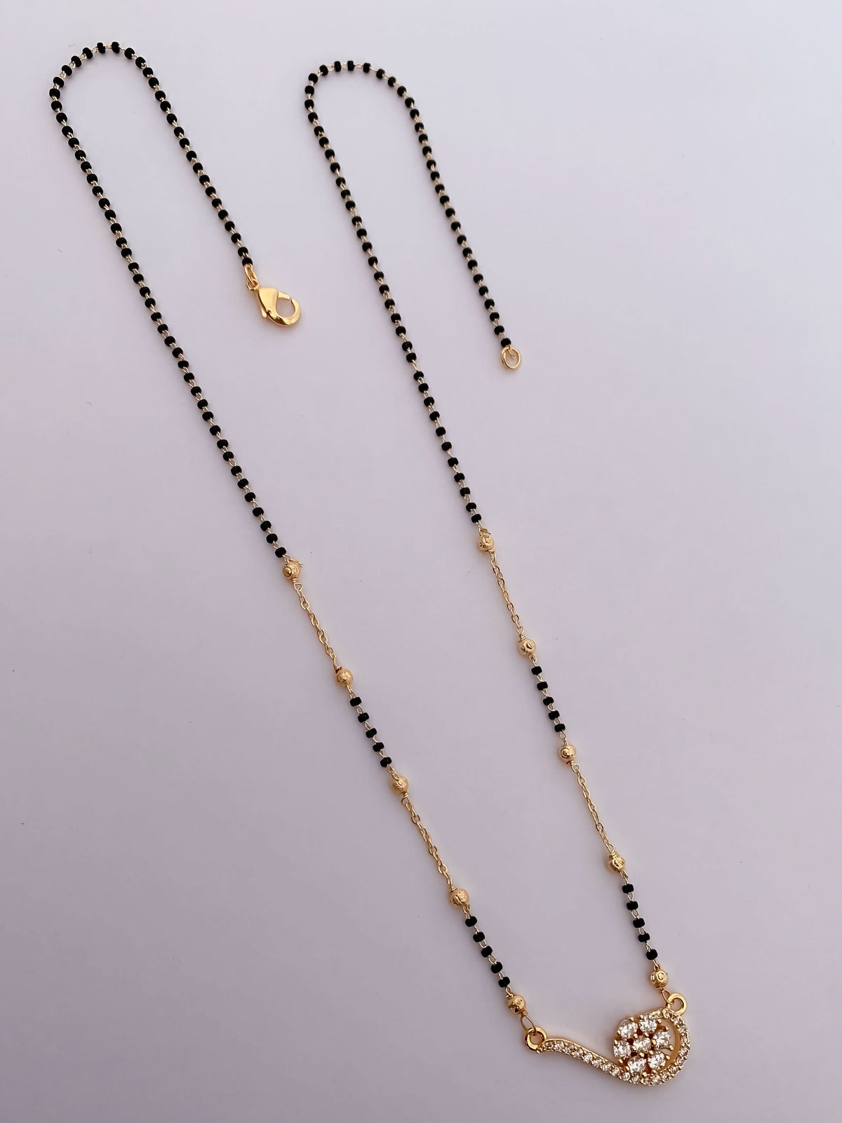 Buy 1 Get 1 Free  - Elegant Crystal Swirl Heart Mangalsutra Necklace - Mangalsutra - Belleza Jewels