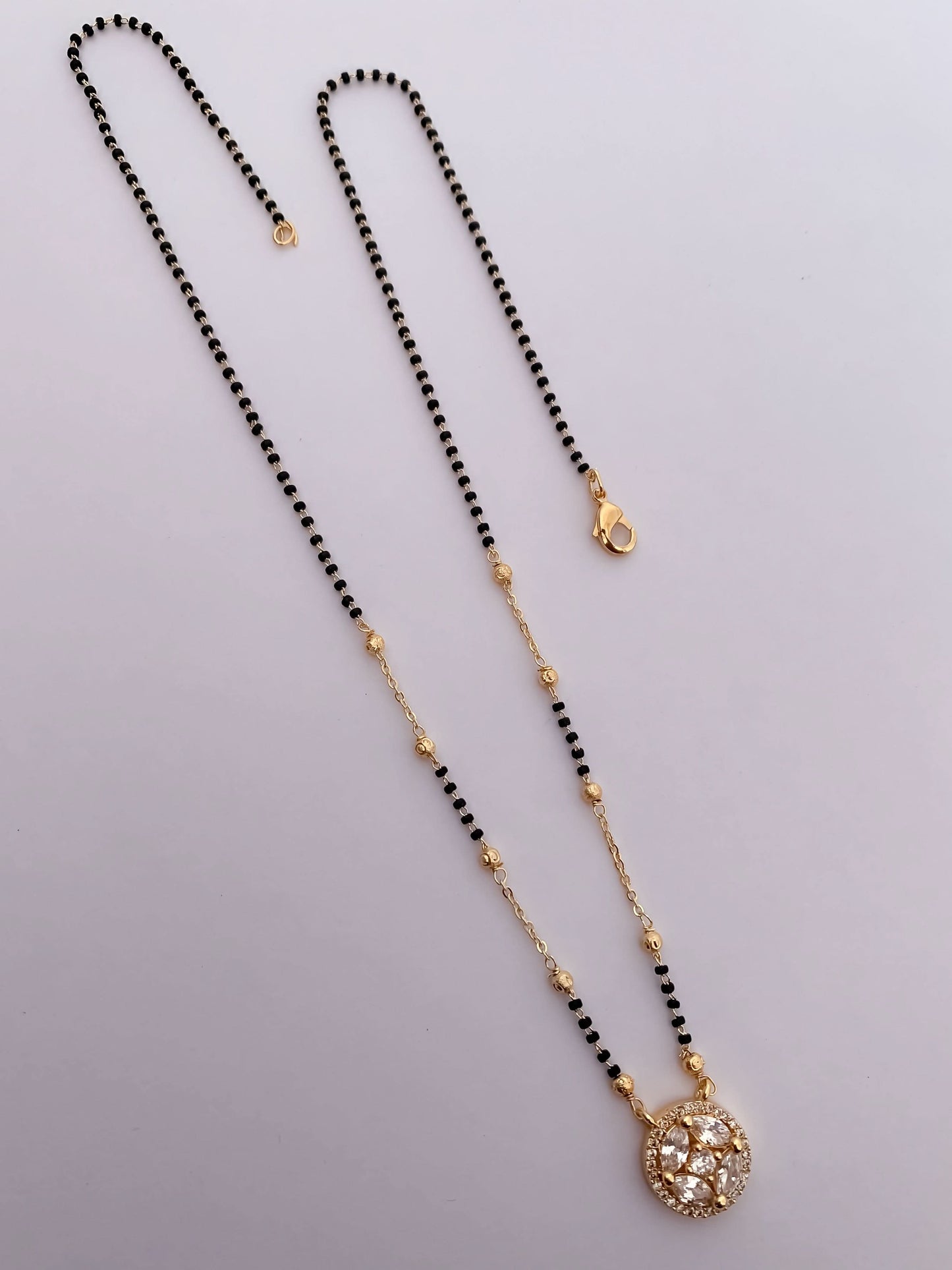 Buy 1 Get 1 Free - American Diamond Gold Plated Round Shape Delicate Mangalsutra