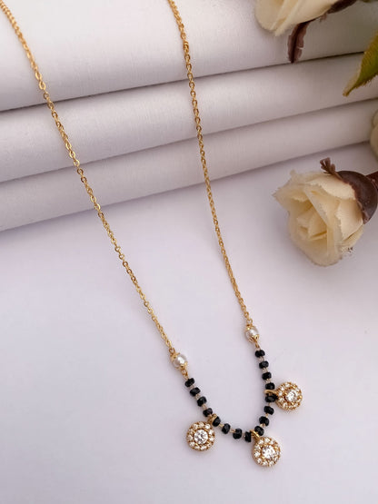 Buy 1 Get 1 Free - American Diamond  Gold Plated  Delicate Fancy Mangalsutra