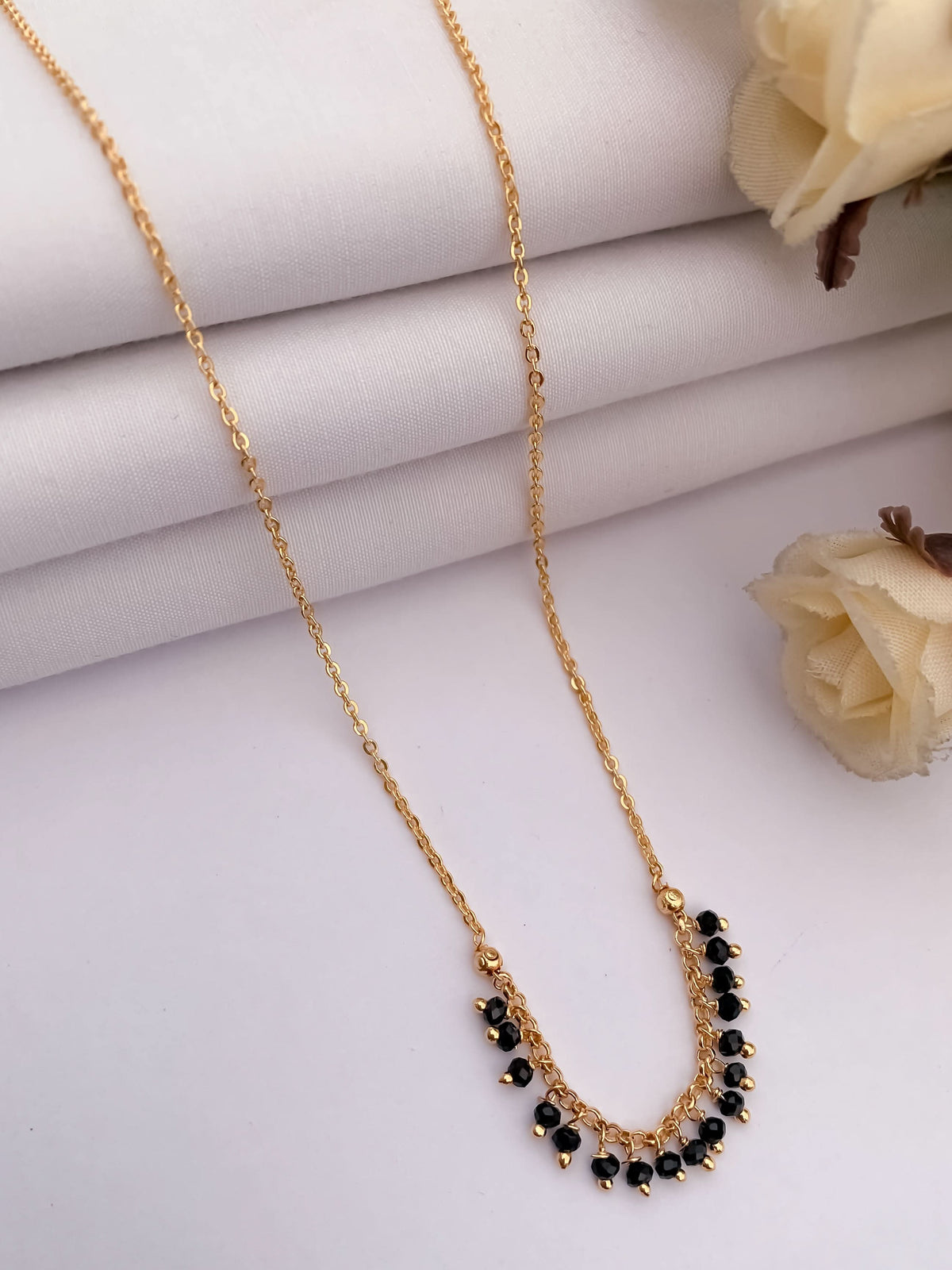 Buy 1 Get 1 Free -Gold Finish Minimal Layered Black Bead Mangalsutra - Mangalsutra - Belleza Jewels