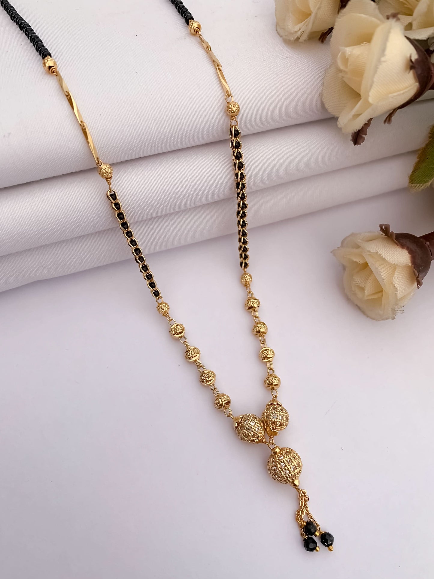 BUY 1 GET 1 FREE -  American Diamond Fancy Balls High Gold Hanging Fancy Mangalsutra