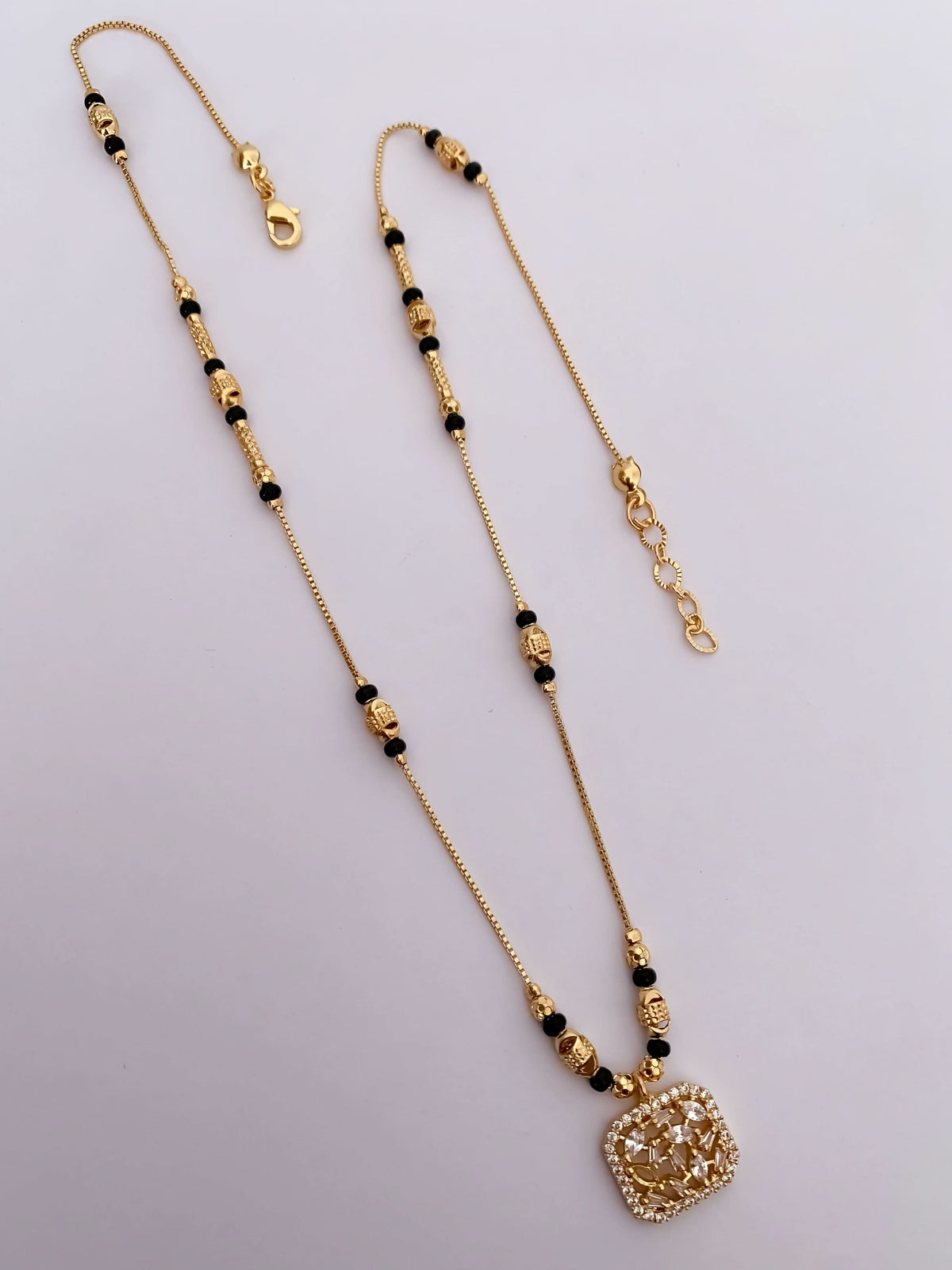 Buy 1 Get 1 Free - Square Motif Crystal Mangalsutra Necklace - Mangalsutra - Belleza Jewels