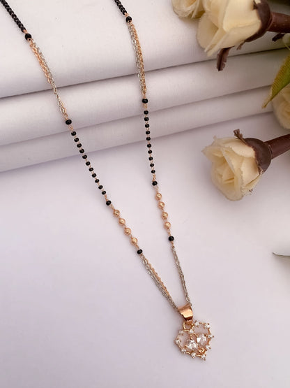 BUY 1 GET 1 FREE - American Diamond Rose Gold Plated Delicate Fancy Mnagalsutra