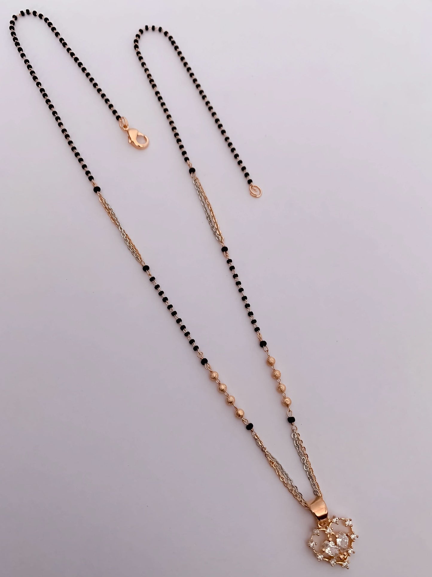 BUY 1 GET 1 FREE - American Diamond Rose Gold Plated Delicate Fancy Mnagalsutra