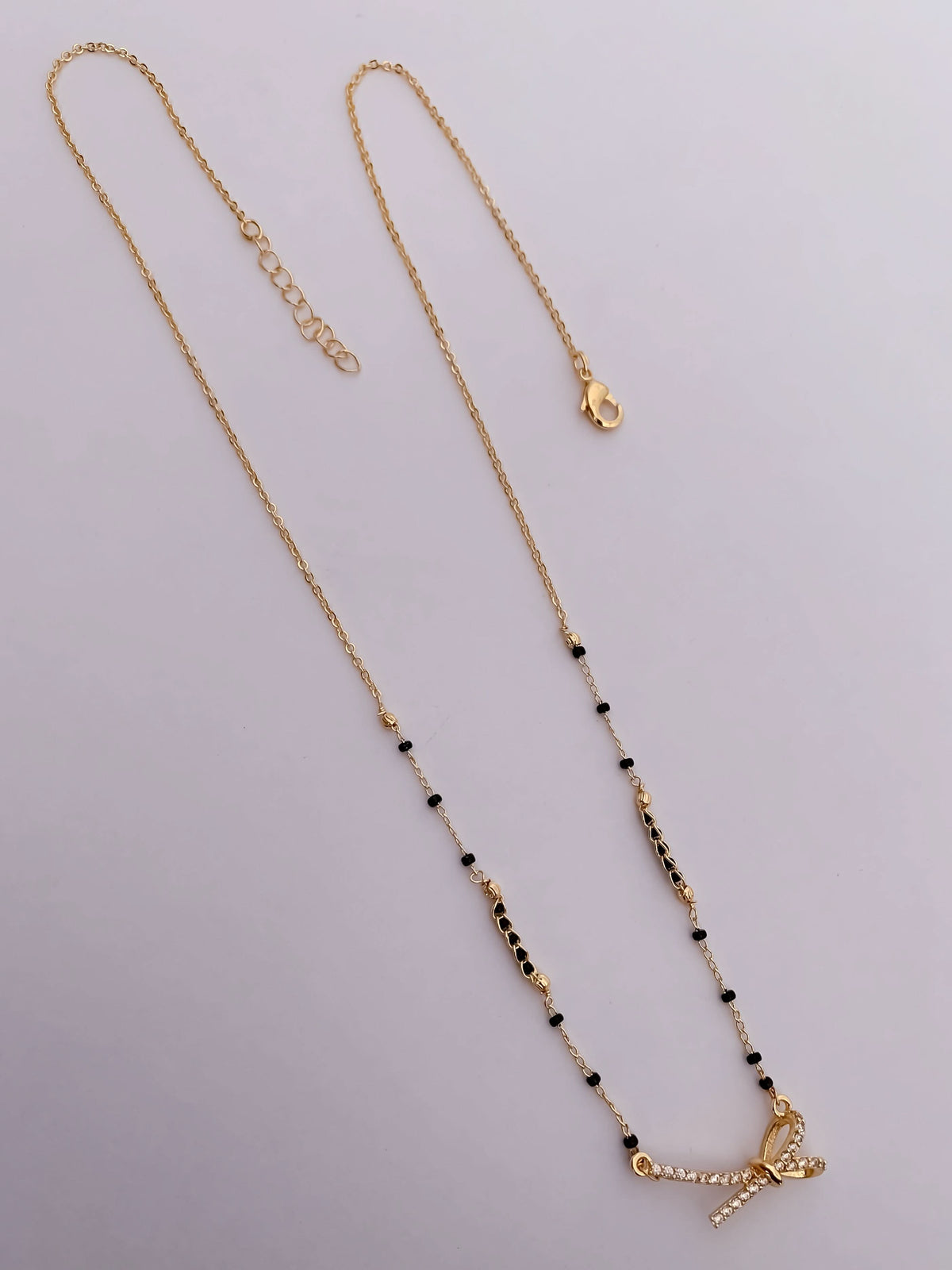 Buy 1 Get 1 Free - Minimal CZ Bow Mangalsutra Necklace - Mangalsutra - Belleza Jewels