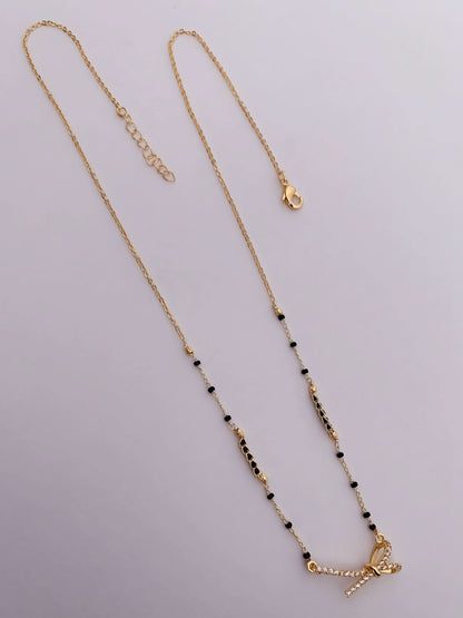 BUY 1 GET 1 FREE - American Diamond rose gold plated fancy Mangalsutra