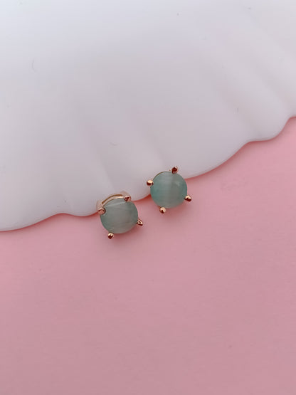 Elegant Aqua Stone Pendant Set in Rose Gold Finish