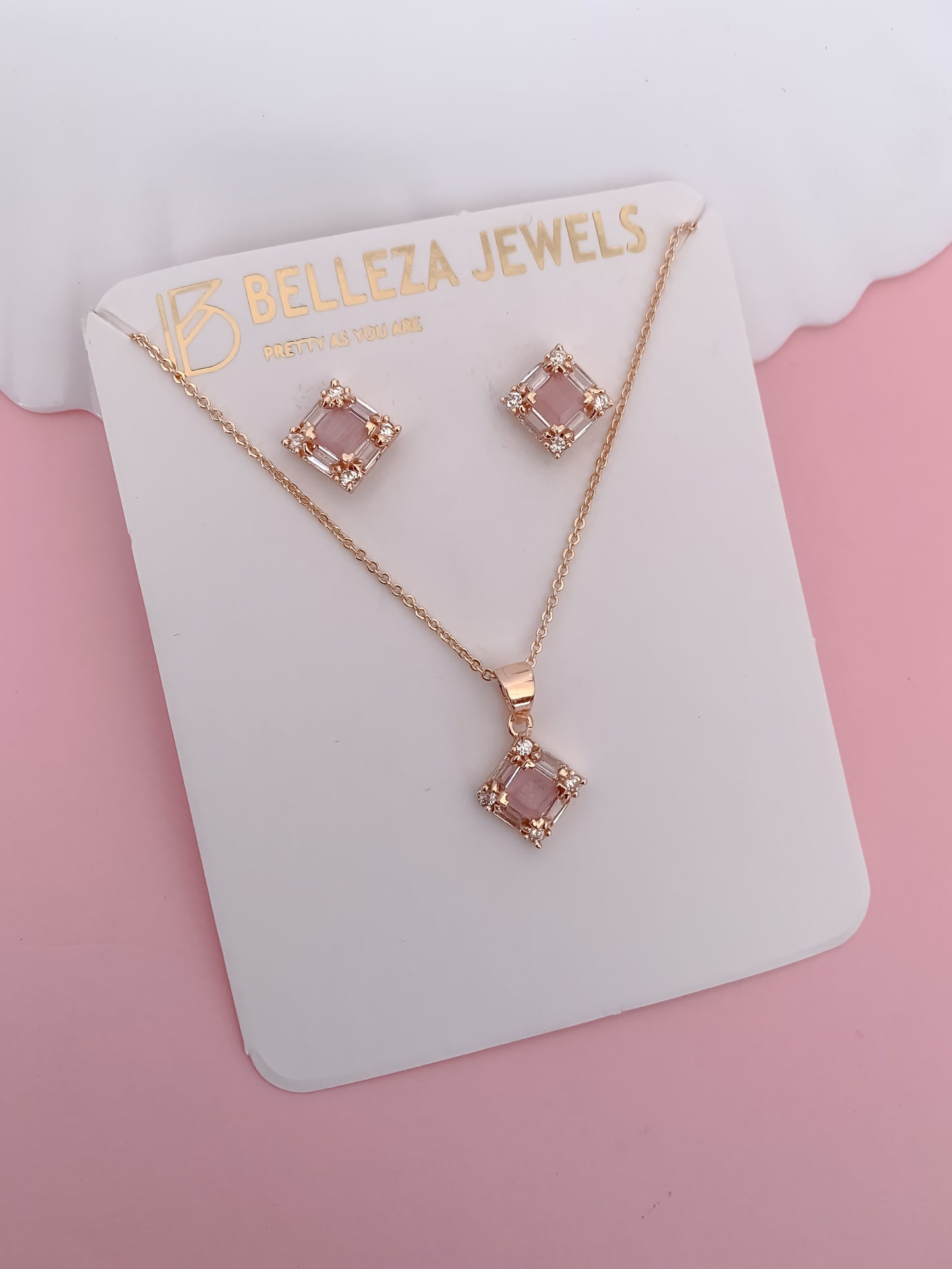 Rose Gold Multi Stone Pendant Set