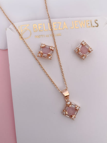 Rose Gold Multi Stone Pendant Set
