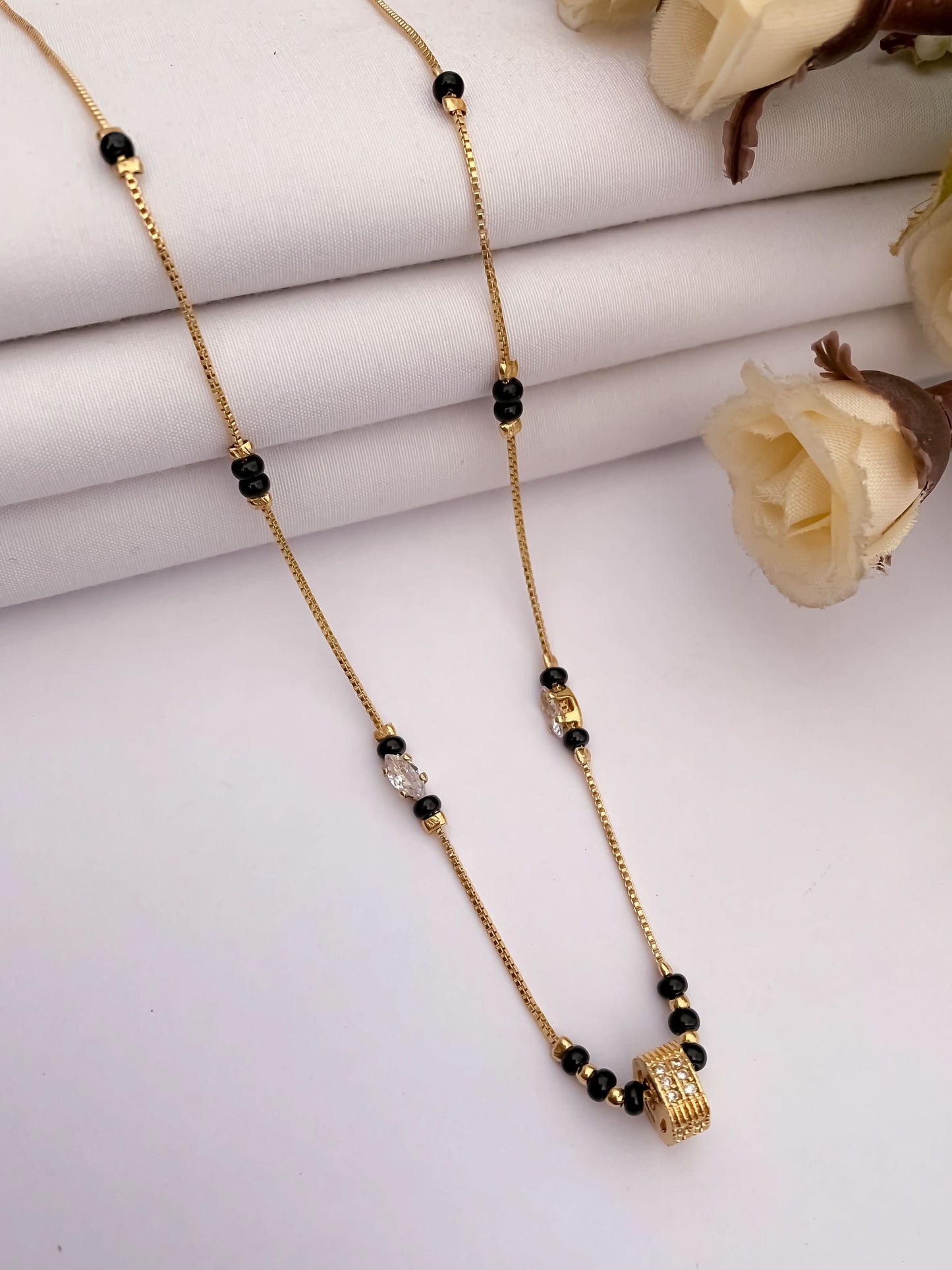 Buy 1 Get 1 Free - American Diamond Gold Plated  Delicate Fancy Chain  Mangalsutra