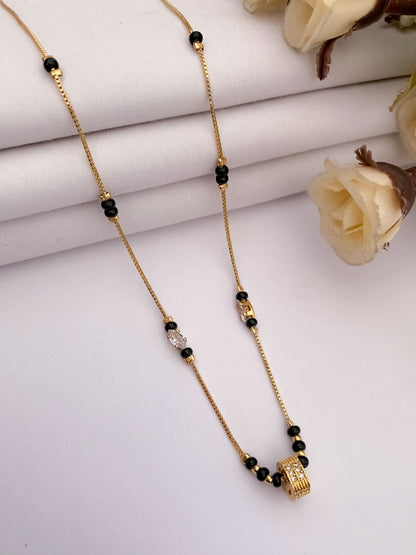 Buy 1 Get 1 Free - American Diamond Gold Plated  Delicate Fancy Chain  Mangalsutra