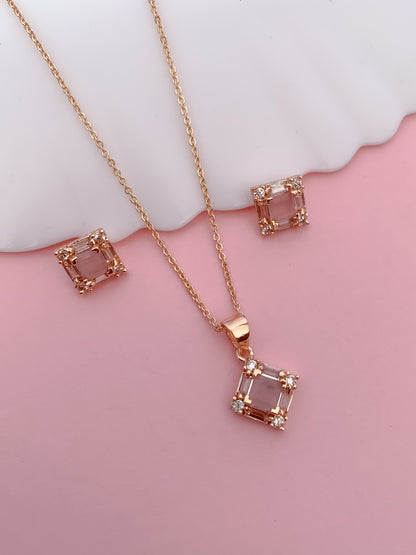 Rose Gold Multi Stone Pendant Set
