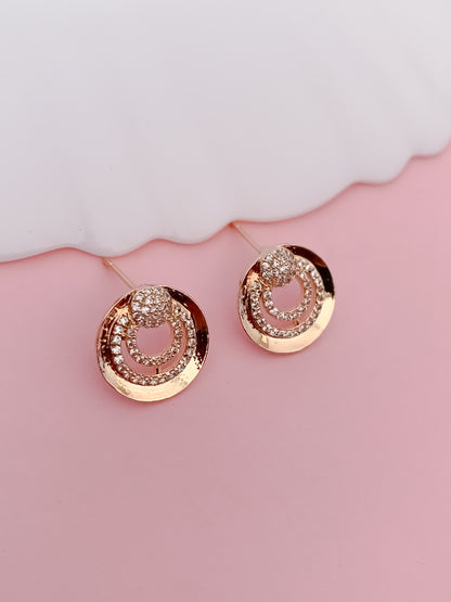 Rose Gold-Tone Crystal Circle Pendant Necklace