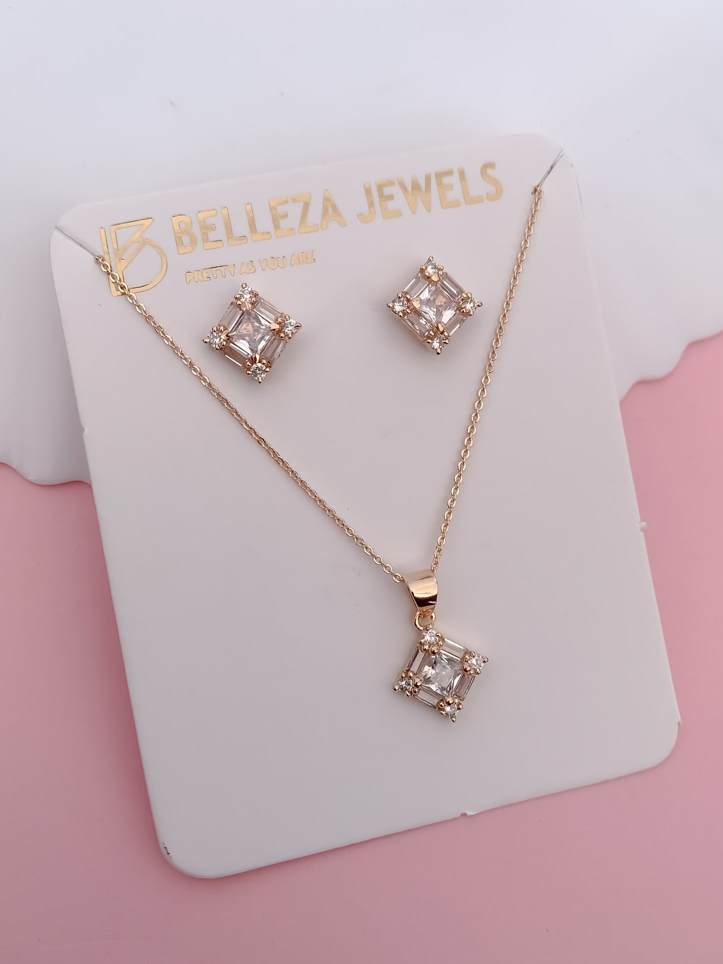 Rose Gold Multi Stone Pendant Set