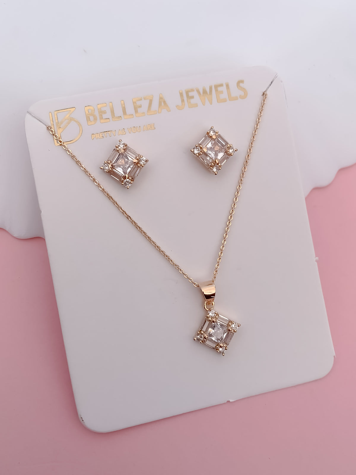 Rose Gold Multi Stone Pendant Set