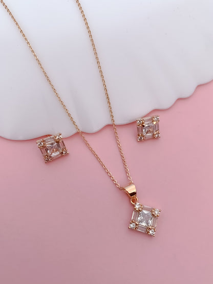 Rose Gold Multi Stone Pendant Set