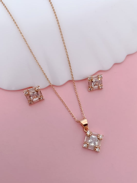 Rose Gold Multi Stone Pendant Set