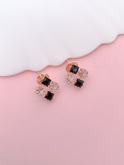 Black & White Crystal Floral Pendant Set