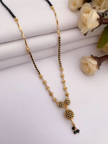 BUY 1 GET 1 FREE -  Fancy Black Diamond High Gold Hanging Delicate Mangalsutra