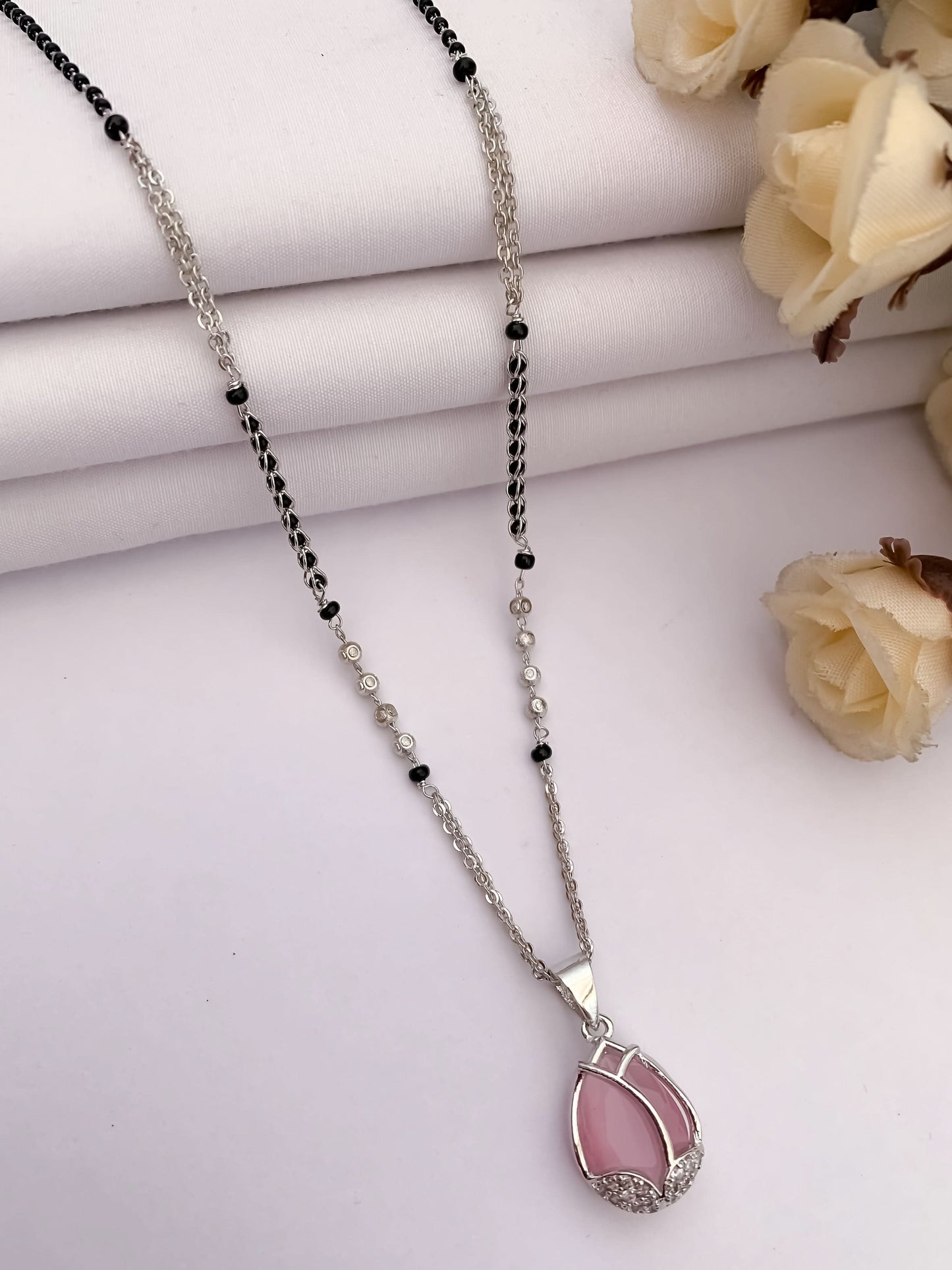 BUY 1 GET 1 FREE - American Diamond Silver Plated  Delicate Fancy Mangalsutra