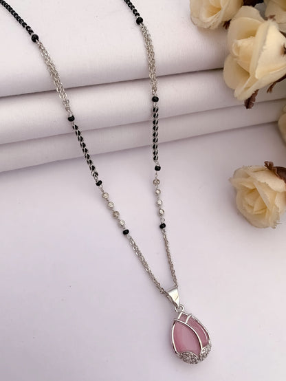 BUY 1 GET 1 FREE - American Diamond Silver Plated  Delicate Fancy Mangalsutra