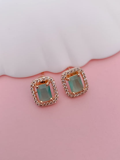 Elegant Aqua Stone Pendant Set with Matching Earrings